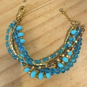 - BOHO CRYSTAL STRAND BRACELET, Handmade Cuff Bracelet